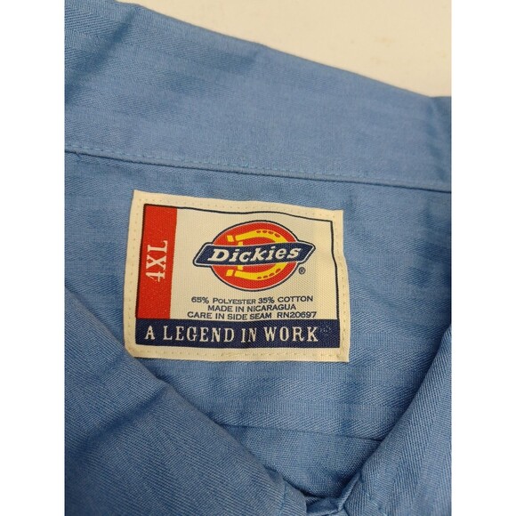 Vtg Dickies Button Up Mens Blue Shirt Sz 4XL Short Sleeve  Pockets - Picture 6 of 7